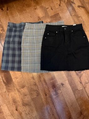 Garage Women's Mini Skirt Trio – Black and Plaid Set